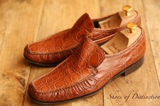 Patrick Cox Tan Brown Crocodile Leather Penny Loafers Shoes Mens UK 7.5 US 8.5