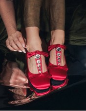JEFFREY CAMPBELL Guess List Red Satin BALLET ...