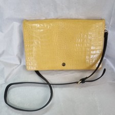 Marc Jacobs Canary Yellow Croc Embossed Patent Leather Clutch Crossbody Bag
