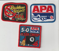 APA Pool League Patches Lot of 3 New 3" x 2 1/4" and 2 1/2" x 2 1/2"