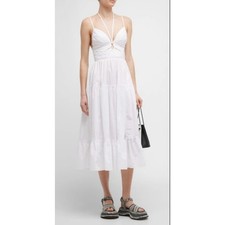 Ulla Johnson Phoebe White Cutout Keyhole Tiered Tie Maxi Dress Size 4
