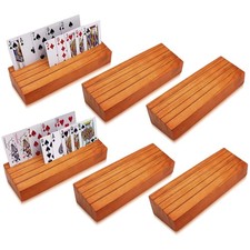 Wooden Card Holders Set of 6 - Playing Card Holder Stand