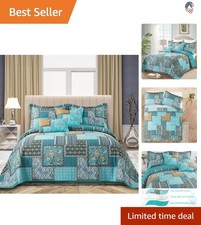 King Size Cotton Quilt Bedspread Set Compatible with Standard Bed 98x106 Inch...