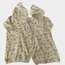 VINTAGE DUNDEE NATURAL BABY HOODED SLEEP GOWN 2PC NB TO 13 LBS 0-3M BEAR PRINT