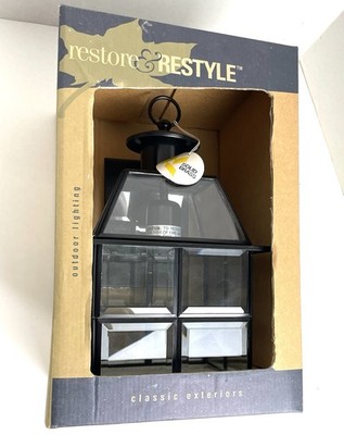 Restore and Restyle Beveled Glass Lantern Outdoor Light Fixture Matte Black NEW