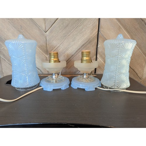 Vintage Blue Art Deco Torpedo/Bullet Lamps Set of 2 WORKING - Picture 2 of 12