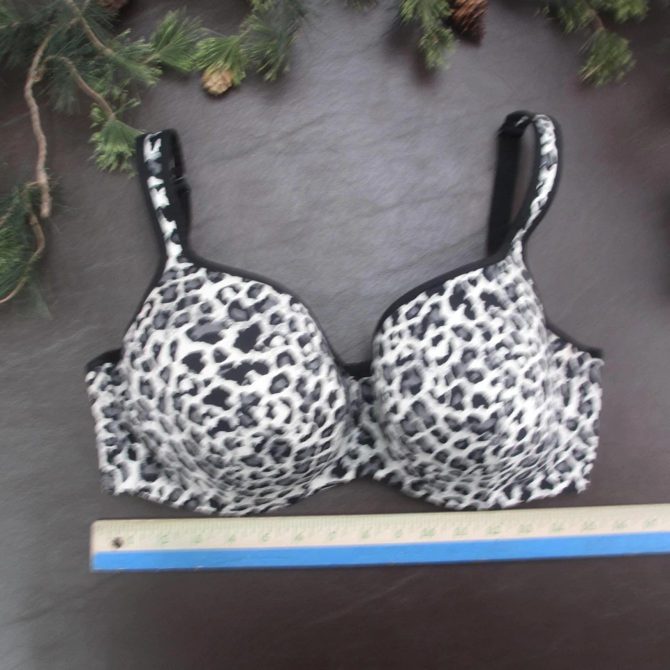 Sujetador Cacique Mujer 40DDD Negro Blanco Estampado Leopardo Con Aros Moldeado Copas Acolchado Foto 2 de 4