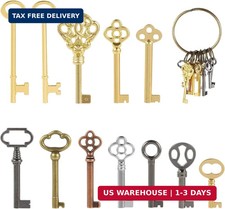 12PCS Hollow Barrel Skeleton Key, Universal Skeleton Key, Decorative Vintage Sty