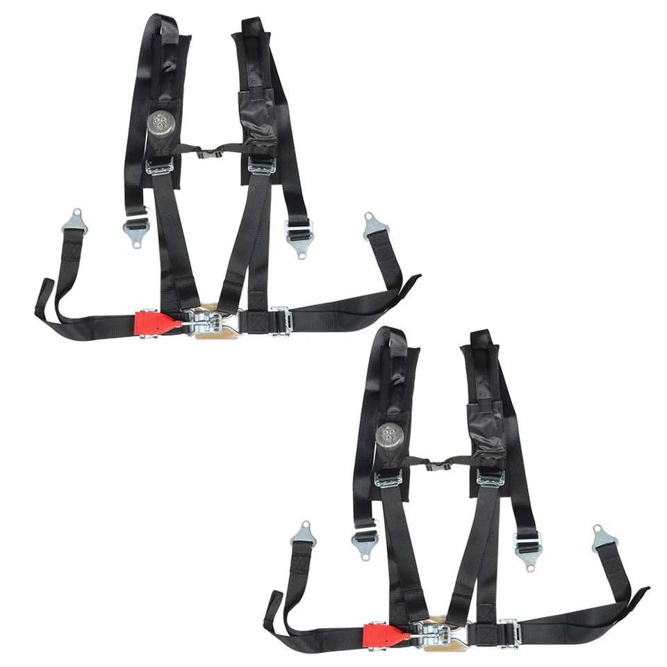 4 Point 2" Padded Black For Polaris RZR XP S 4 1000 PAIR Seat Belt Harness Foto 3 de 4