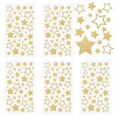 5 Sheets Glitter Star Stickers Stars Stickers, Self-Adhesive Star Labels, Gold