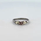 Vintage Landstroms Black Hills Gold Sterling Silver 925 12k Rose Floral Size 7