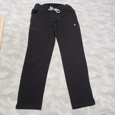 Figs Bottom Scrub Womens XS Black Skinny Yola Drawstring