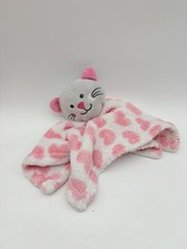 Kidgets Pink Cat Lovey Heart Print Kitten Baby Nursery Security Blanket Plush 2