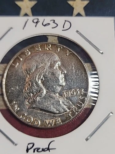 1963-D 50c Franklin Silver Half Dollar Coin Brilliant Uncirculated