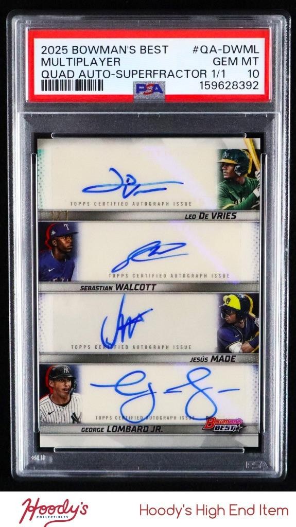 2025 Bowman's Best Superfractor De Vries Lombard Made Walcott AUTO 1/1 PSA 10