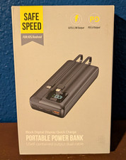 Power Bank Fast Charge PD 3.0 SCP 22.5W Digital Display Black Dual Cable