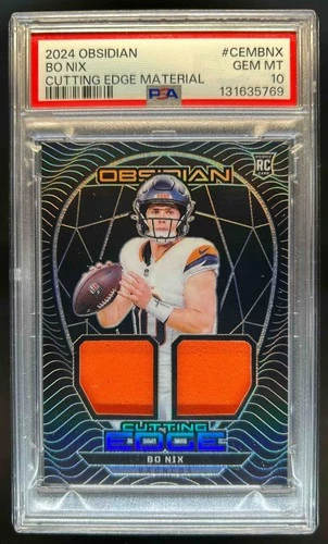 2024 Panini Obsidian Bo Nix Cutting Edge Materials RC Jersey #CEM-BNX PSA 10