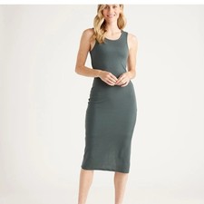 QUINCE Tencel Rib Knit Sleeveless Dress / Dark Olive XL