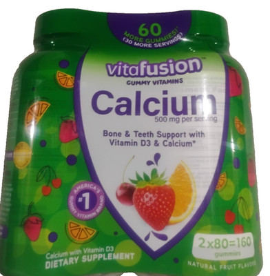 Twin Pack VitaFusion Calcium w/D3 Gummy Vitamins 2x80 Count= 160 Total New