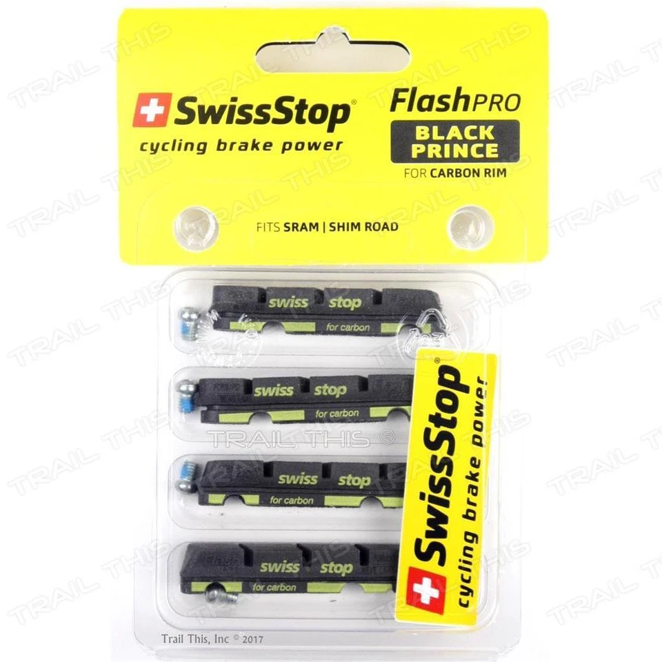 SwissStop Flash Pro Black Prince Carbon Rim Brake Pads 4-Pads Fits Shimano/SRAM - Image 2 of 3