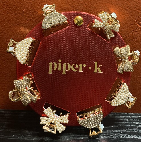 Piper K Pearl Bling Bows & Butterfly’s Mini Claw Clips - 8 Pack - Picture 2 of 8