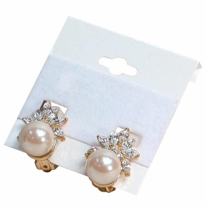 100 White Plastic Jewelry Earring Cards Clip on Earring Cards 2" x 2" - Image 2 of 2