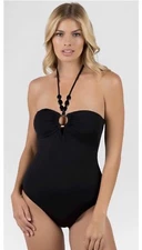 NEW Women's Beach by Melissa Odabash Swim Suit One Piece Halter Black Large