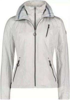 Gil Bret Damen 2-In-1 Jacke Blouson Langarm Windbreaker Silbergrau  Kurzjacke