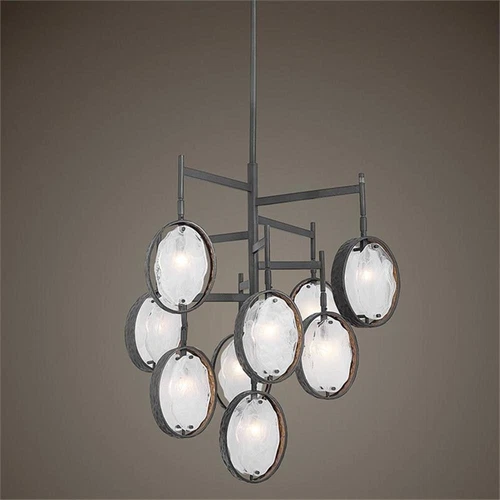 Uttermost Maxin 9-Light Transitional Iron and Glass Chandelier in Dark Bronze - Picture 3 of 5