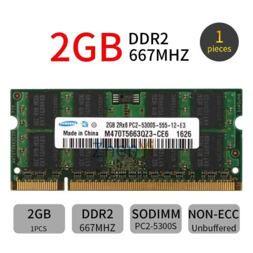 2GB 2Go PC2-5300 DDR2 667MHz CL5 SO-DIMM Ordinateur portable Mémoire For Samsung - Photo 1/6
