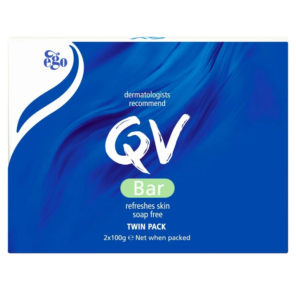 QV Body Bar 2 x 100g (Twin Pack) Soap Free Cleansing Refreshes Skin Ego