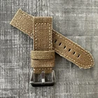 24mm Brown Frayed Canvas Watch Strap Band For OFFICINE PANERAI PAM Watches