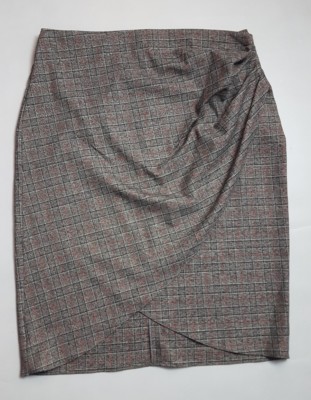 ZARA BASIC COLLECTION GRAY PLAID WRAP SKIRT SIZE L