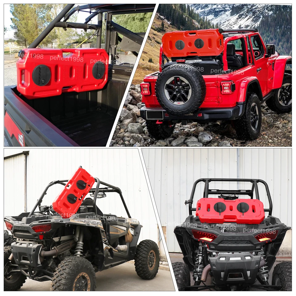 Paquete de 2 latas de combustible de 5 galones 20 L contenedor de gasolina y cerradura para Jeep JK JKU LJ TJ Foto 3 de 4