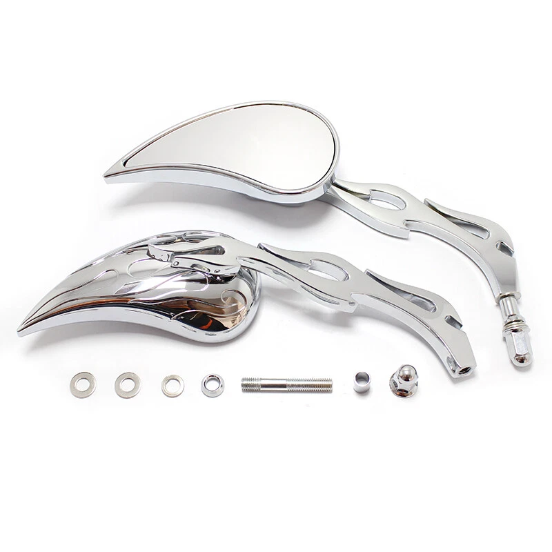 Par de espejos retrovisores laterales Tear Drop para Harley Sportster Softail Heritage Big Dog Bobber Foto 3 de 4