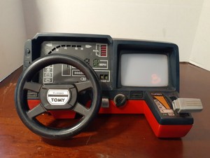Vintage TOMY TURBO RACING COCKPIT Electronic Game STEERING WHEEL TOY