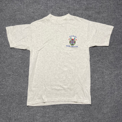 Vintage Mens Hawaii Sailing Association Belton T-Shirt White Heathered USA M