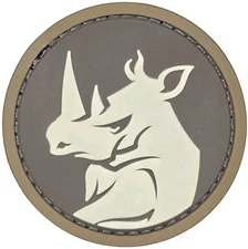MSM RHINO HEAD  MILSPEC MONKEY DESERT TACTICAL MILITARY PVC HOOK MORALE PATCH