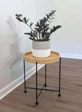 18" Hand Woven Rattan Side End Table Night Stand Accent Display Home Room Decor