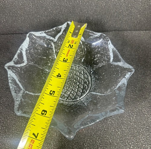 Blenko Art Glass Sunflower Bowl Clear 6.25” Floral Dish - Picture 6 of 8