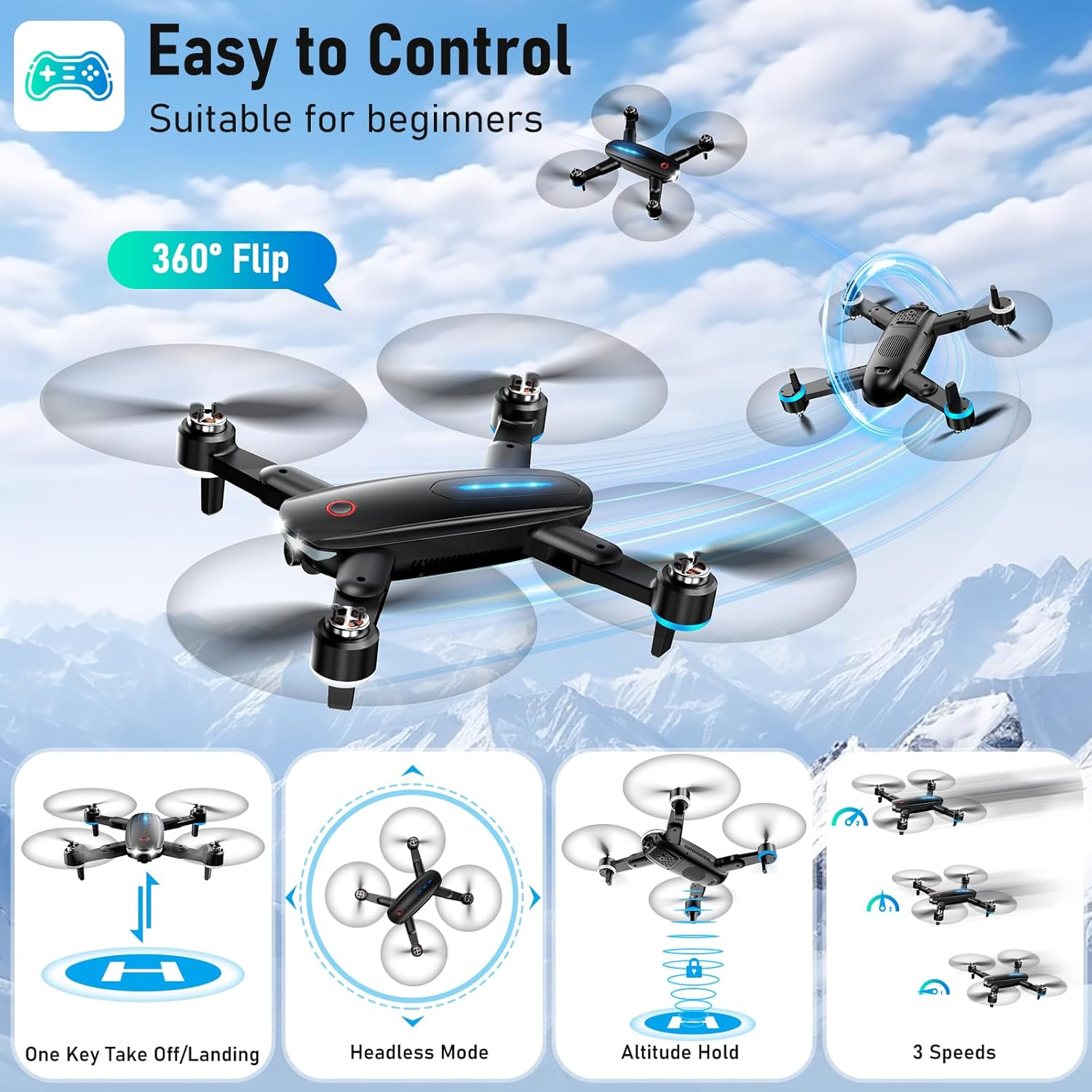 Mini Drone with 1080P HD FPV Camera for Kids, Brushless Motors, Foldable Design-image