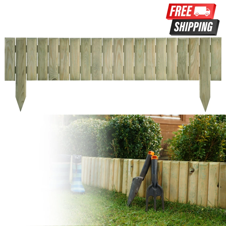 Heavy Duty Garden Wooden Log Edging Fence - Sturdy 90x30cm - Image 3 of 4