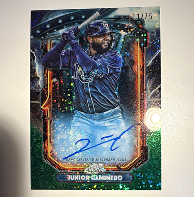 Topps 2025 Cosmic Chrome Junior Caminero Auto Green Space Dust #ETA-JC /75