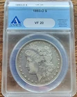 1893 O Morgan Silver Dollar ANACS VF 20. Nice VF20 Straight Grade!