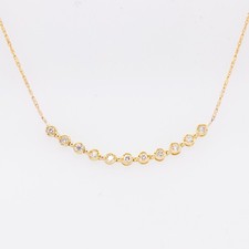 14k Yellow Gold Diamond 11 Stone Curved Bar Pendant Necklace 0.25ctw G VS2 18"