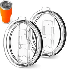 2 Pack Universal 30 oz Tumbler Lids - Sliding Closure Spill-Proof & Clear 