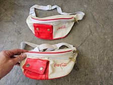 2 Vintage Coke COCA COLA Red White Faux Leather Retro 1991 Fanny Pack B111