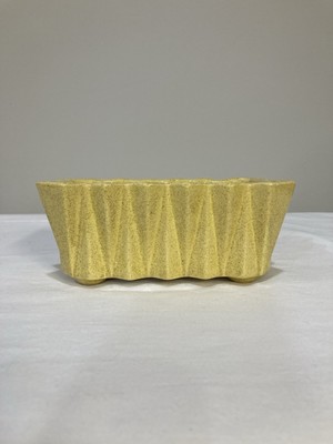 UPCO Pottery Planter Flower Pot Geometric Shape Yellow Speckled #276 MCM Vintage