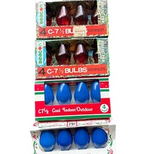 C 7 1/2 Bulbs 2 Colors Vintage Christmas Lamps Indoor Outdoor 120 Volt 16 Bulbs