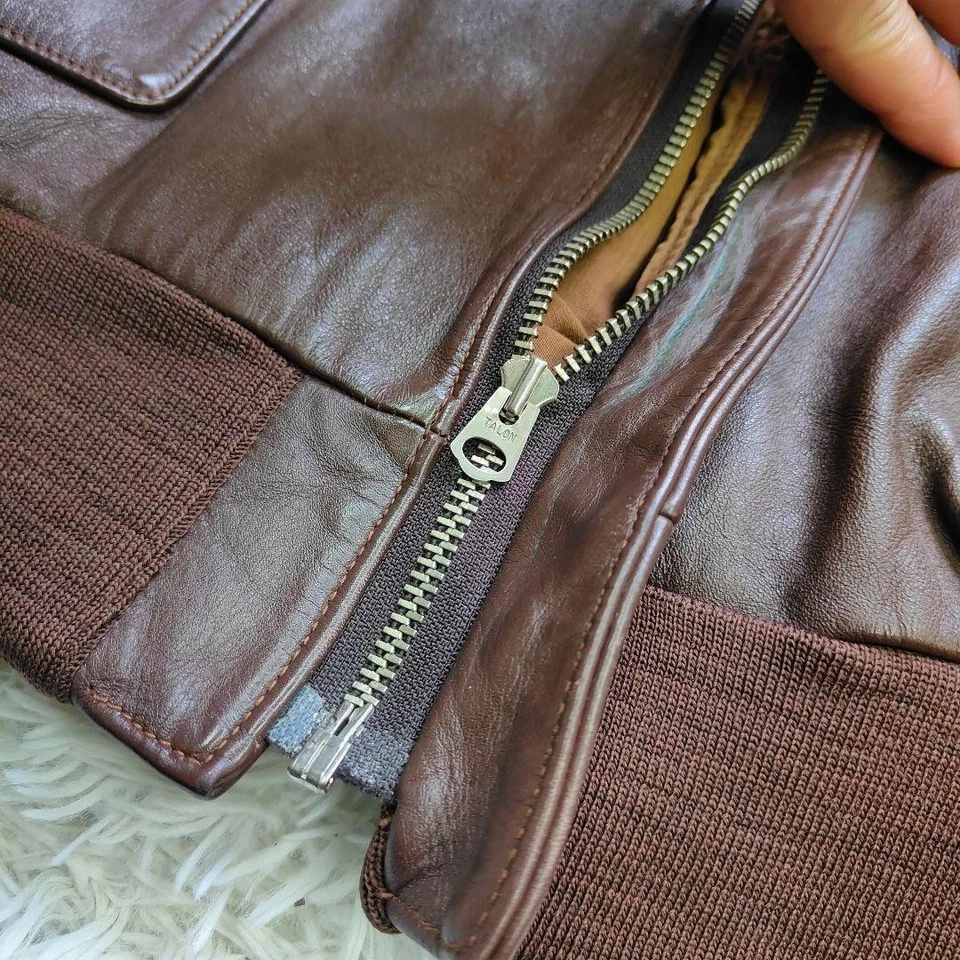 J.A.DUBOW A-2 Chaqueta de Vuelo Cuero Genuino 44 Marrón Usado Hecho en EE. UU. Foto 4 de 4